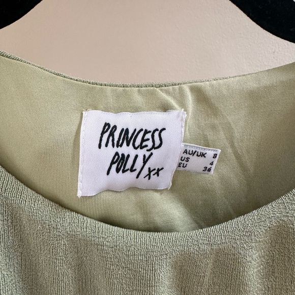 Princess Polly cropped green shiny tie top - Picture 2 of 5